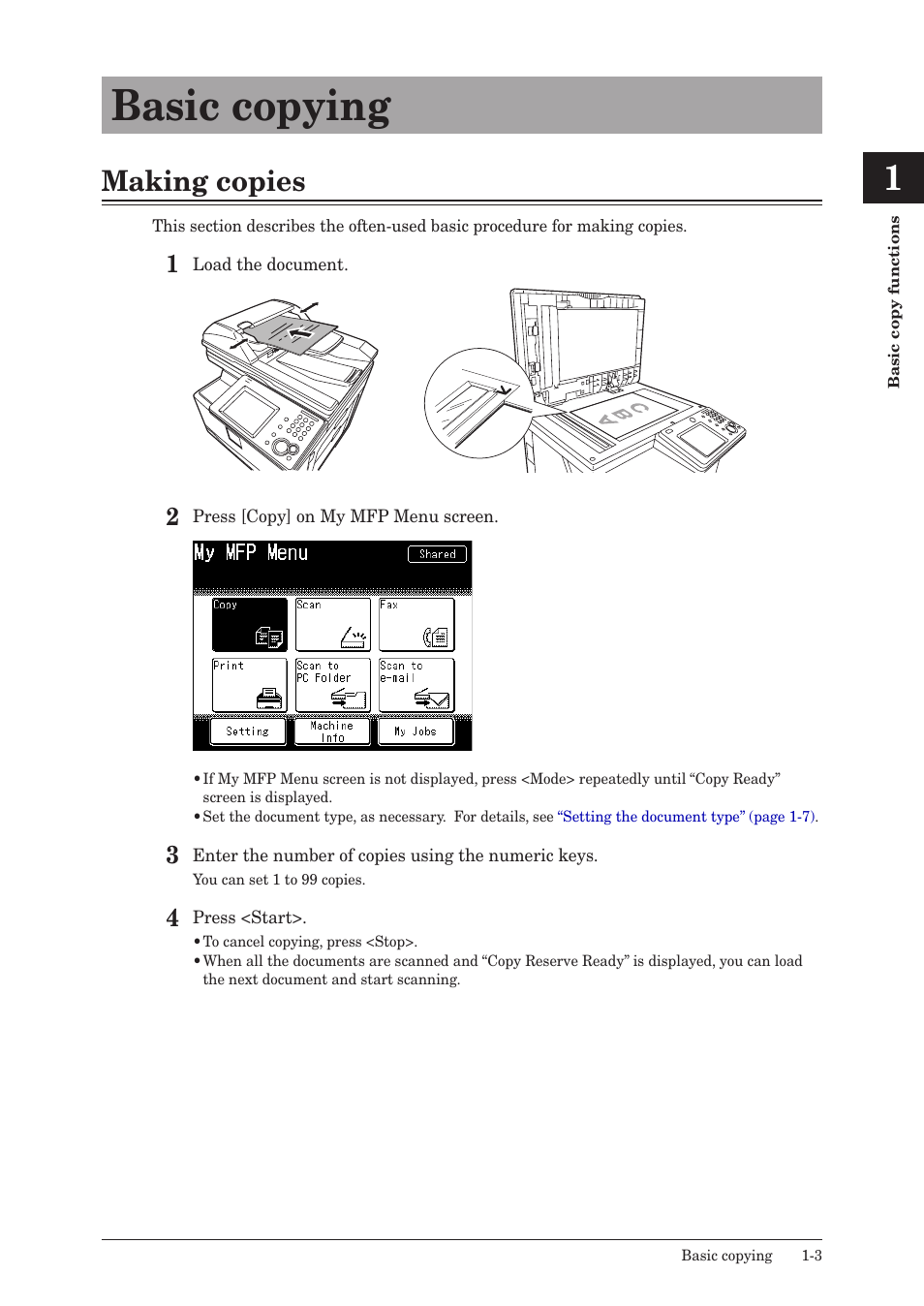 Basic copying, Making copies, Basic copying -3 | Making copies -3 | Konica Minolta bizhub 25e User Manual | Page 8 / 46