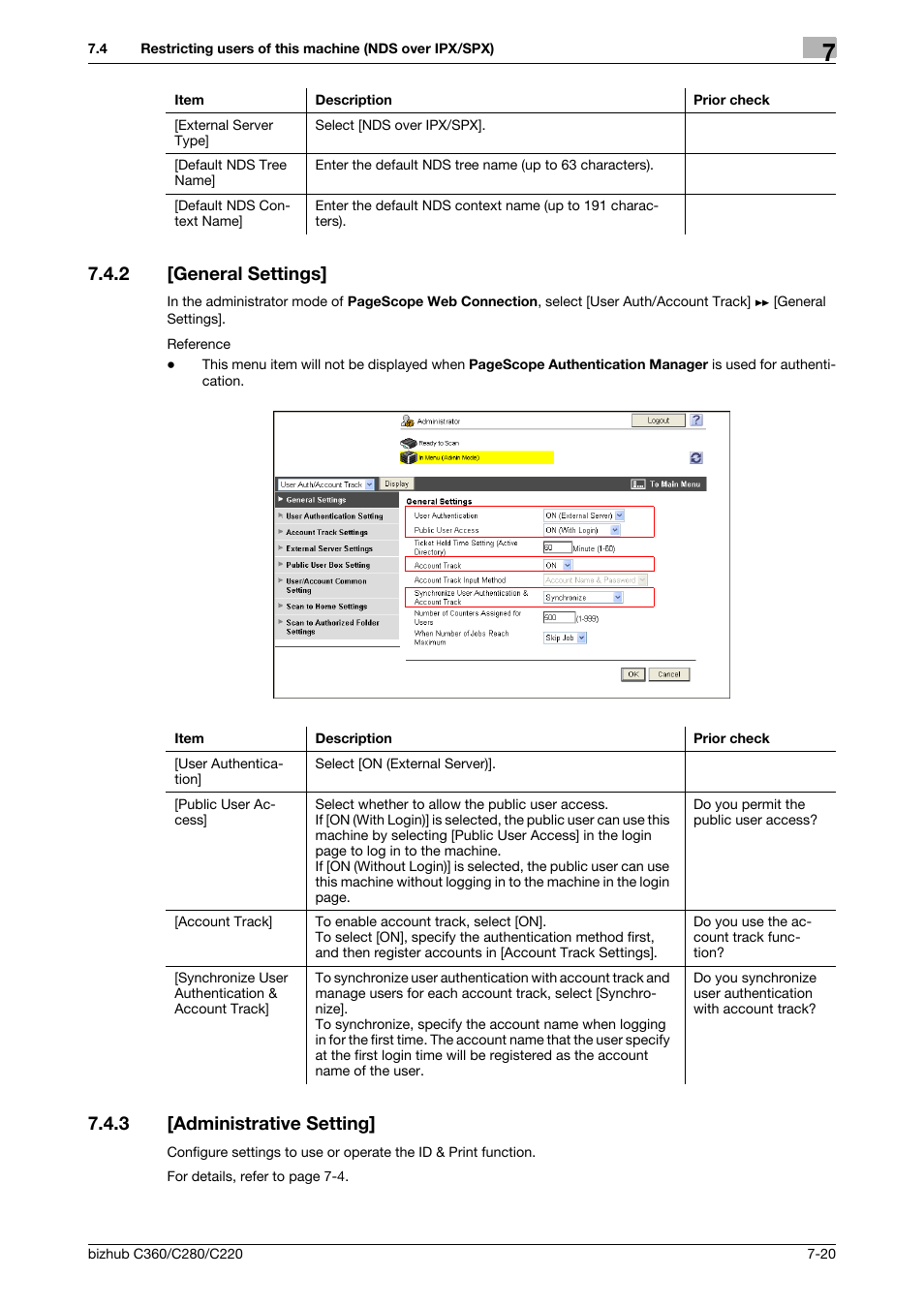 2 [general settings, 3 [administrative setting, General settings] -20 | Administrative setting] -20, General settings, Administrative setting | Konica Minolta BIZHUB C360 User Manual | Page 129 / 366