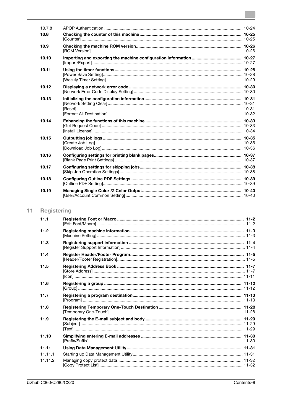 11 registering | Konica Minolta BIZHUB C360 User Manual | Page 9 / 366