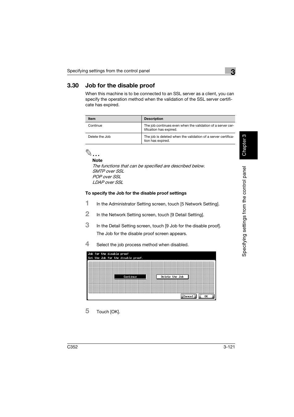 30 job for the disable proof, To specify the job for the disable proof settings, Job for the disable proof -121 | Konica Minolta bizhub C352 User Manual | Page 232 / 392