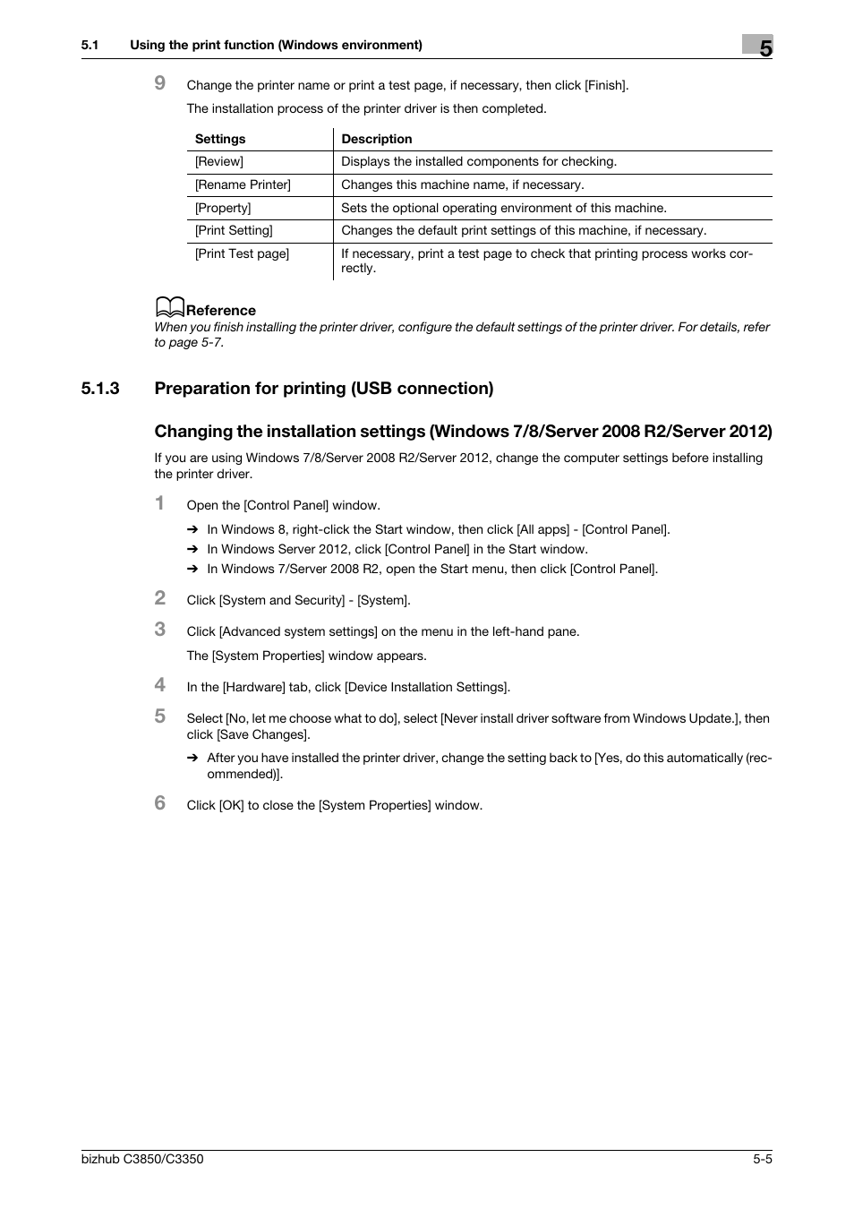 3 preparation for printing (usb connection) | Konica Minolta bizhub C3850 User Manual | Page 44 / 65