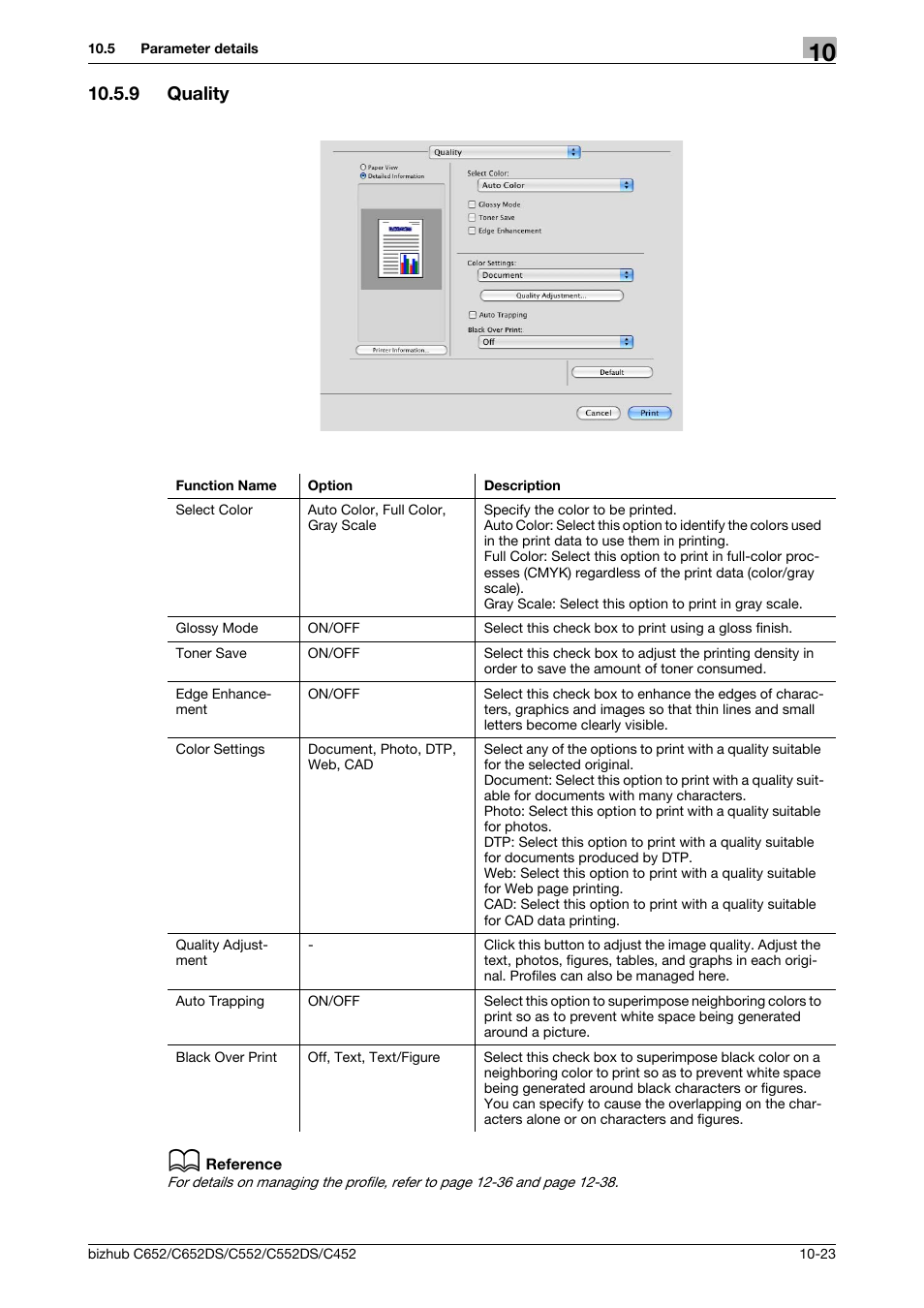 9 quality, Quality -23 | Konica Minolta BIZHUB C652DS User Manual | Page 141 / 312