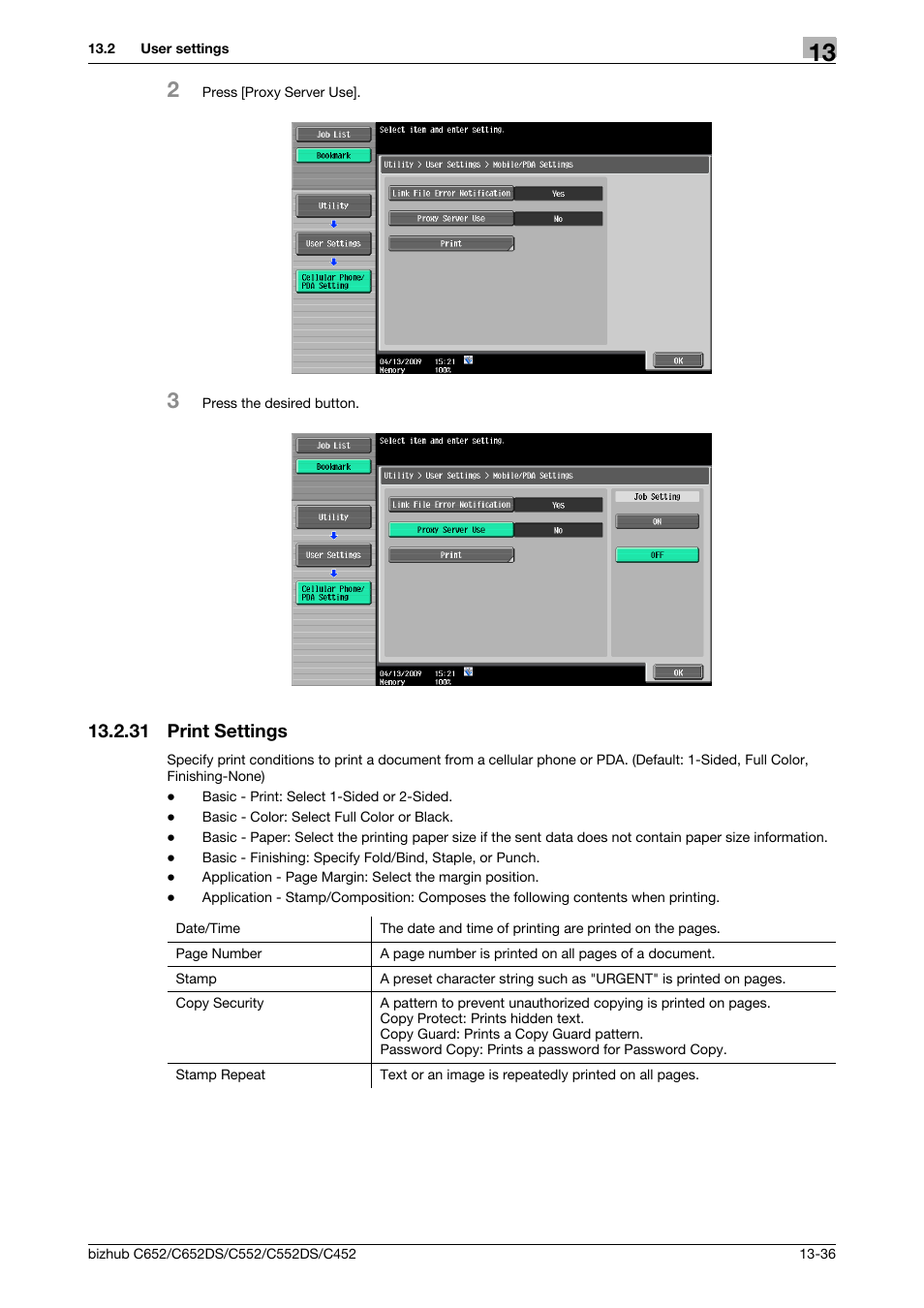 31 print settings, Print settings -36 | Konica Minolta BIZHUB C652DS User Manual | Page 230 / 312