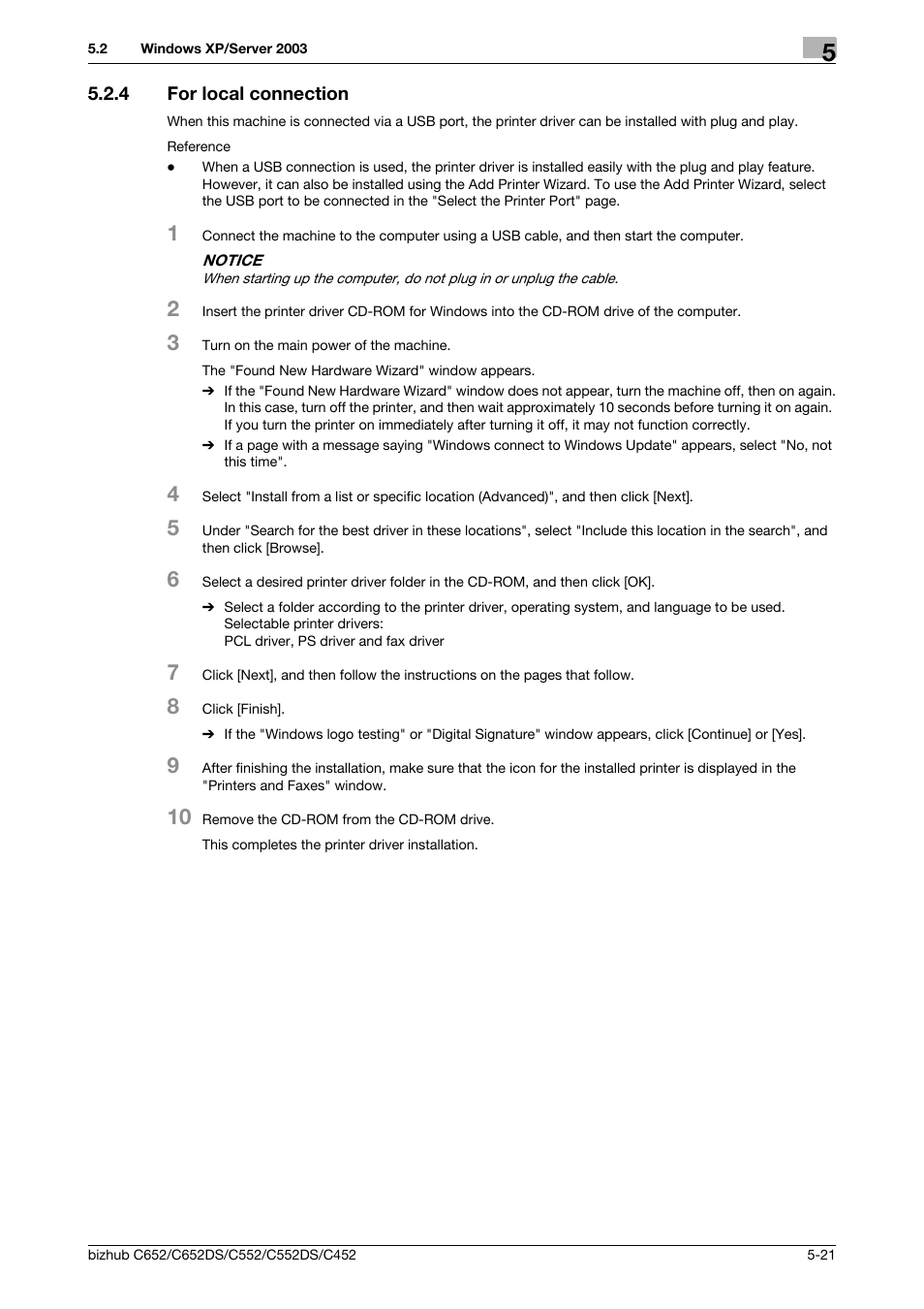 4 for local connection, For local connection -21, P. 5-21 | Konica Minolta BIZHUB C652DS User Manual | Page 59 / 312