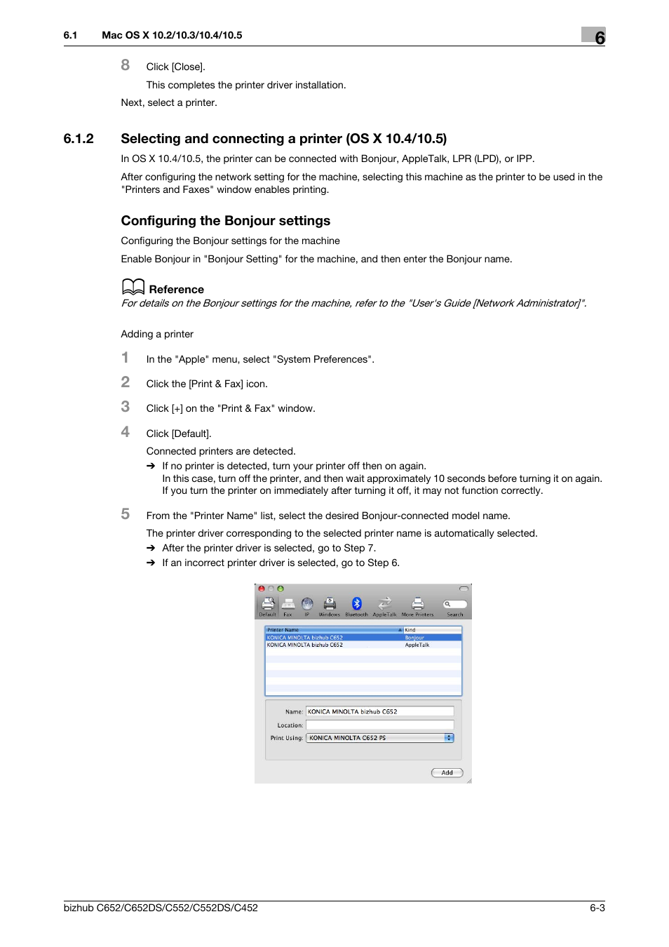 Configuring the bonjour settings | Konica Minolta BIZHUB C652DS User Manual | Page 70 / 312