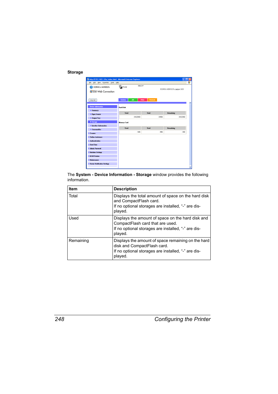 Configuring the printer 248 | Konica Minolta pagepro 5650 User Manual | Page 266 / 394