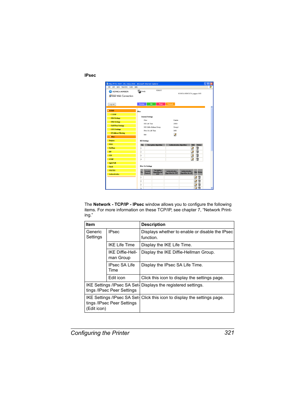 Configuring the printer 321 | Konica Minolta pagepro 5650 User Manual | Page 339 / 394