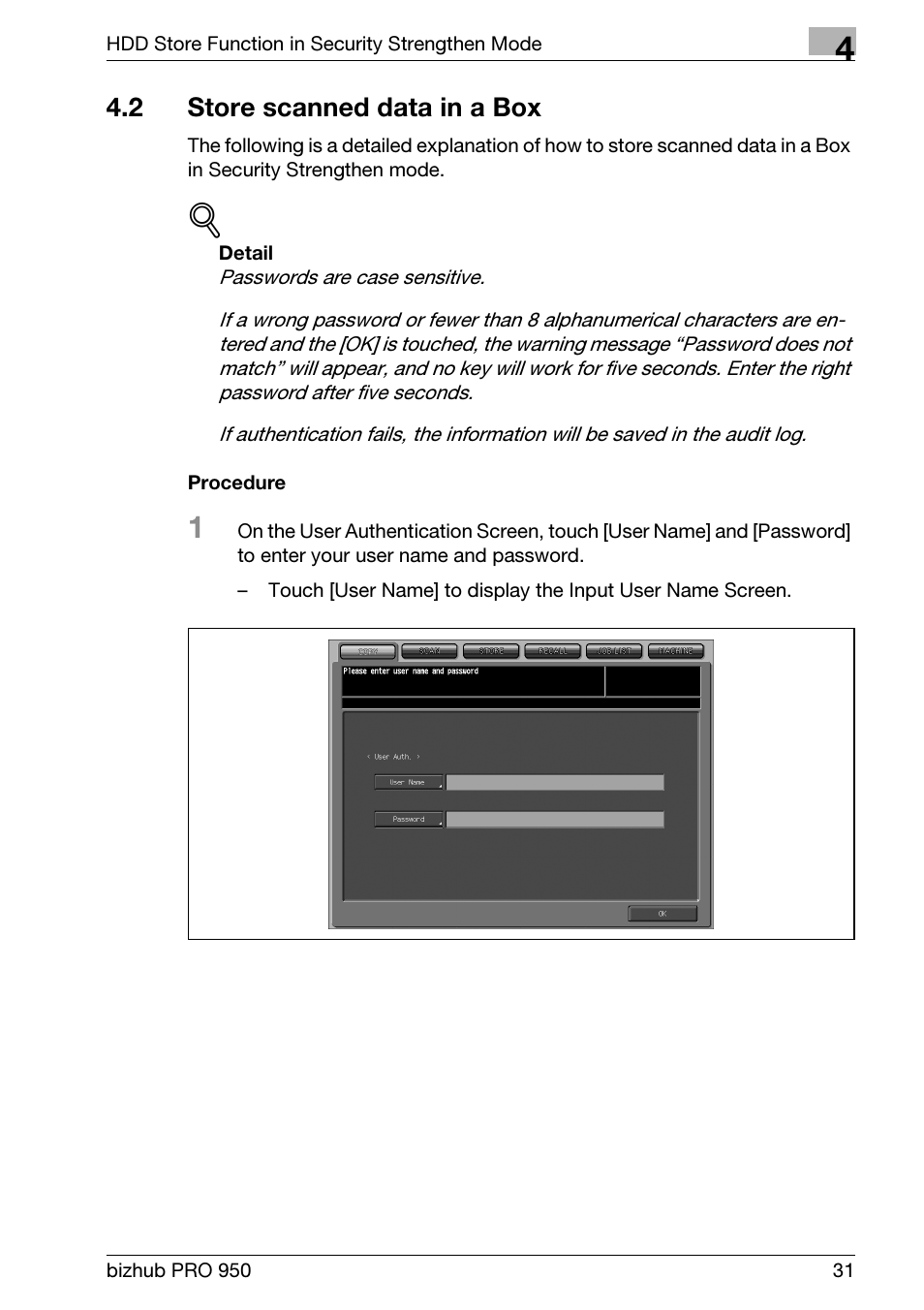 2 store scanned data in a box, Store scanned data in a box | Konica Minolta bizhub PRO 950 User Manual | Page 39 / 82