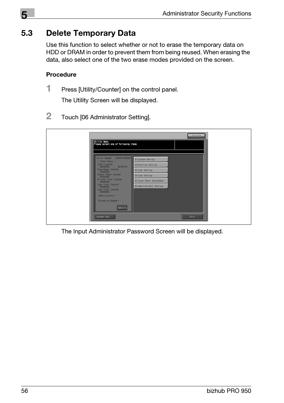 3 delete temporary data, Delete temporary data | Konica Minolta bizhub PRO 950 User Manual | Page 64 / 82