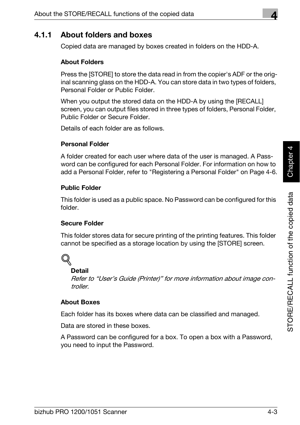 1 about folders and boxes, About folders and boxes -3 | Konica Minolta bizhub PRO 1200 User Manual | Page 34 / 170