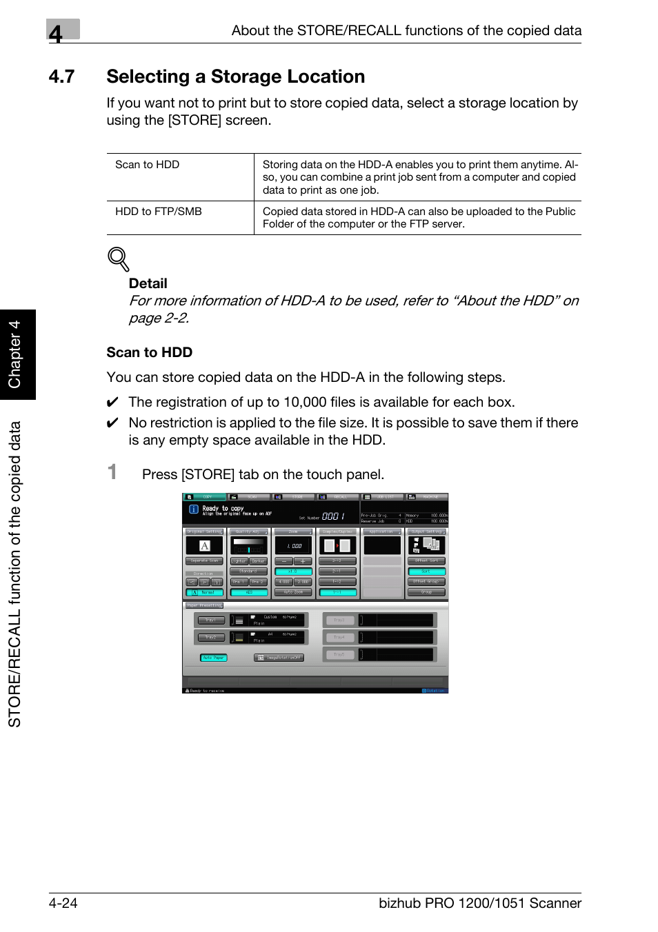 7 selecting a storage location, Selecting a storage location -24 | Konica Minolta bizhub PRO 1200 User Manual | Page 55 / 170