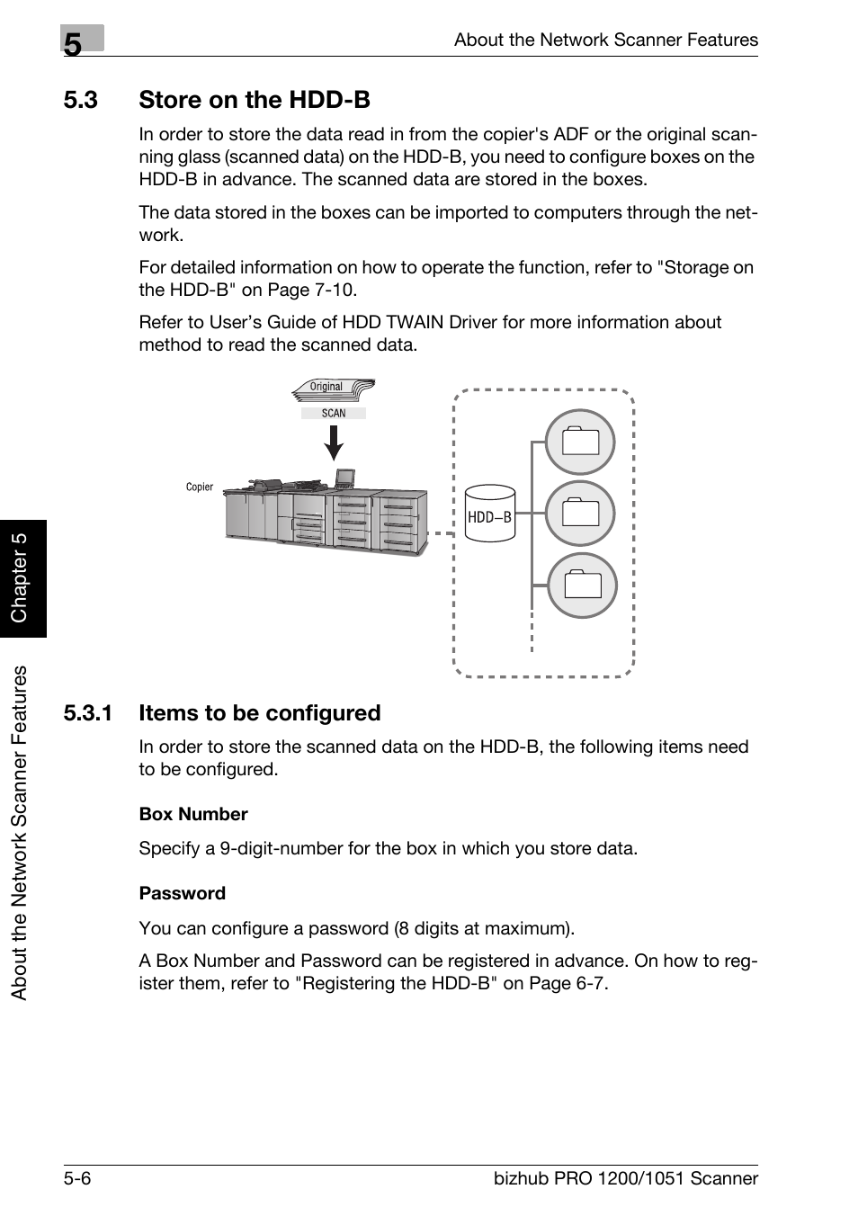 3 store on the hdd-b, 1 items to be configured, Store on the hdd-b -6 | Items to be configured -6, Store on the hdd-b" (p.5-6), Store on the hdd-b, P.5-6 | Konica Minolta bizhub PRO 1200 User Manual | Page 85 / 170