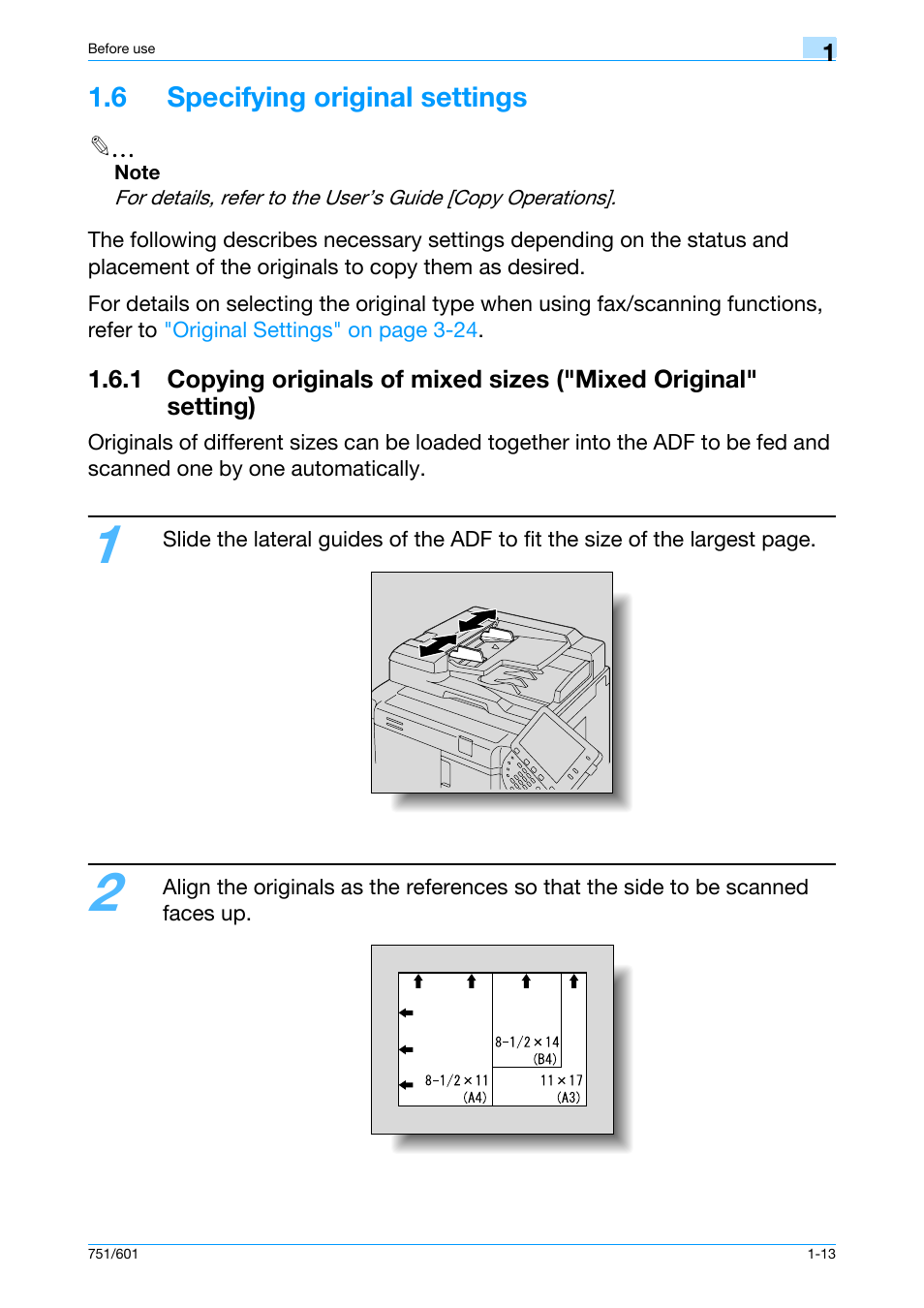 6 specifying original settings, 6 specifying original settings -13 | Konica Minolta bizhub 601 User Manual | Page 19 / 101