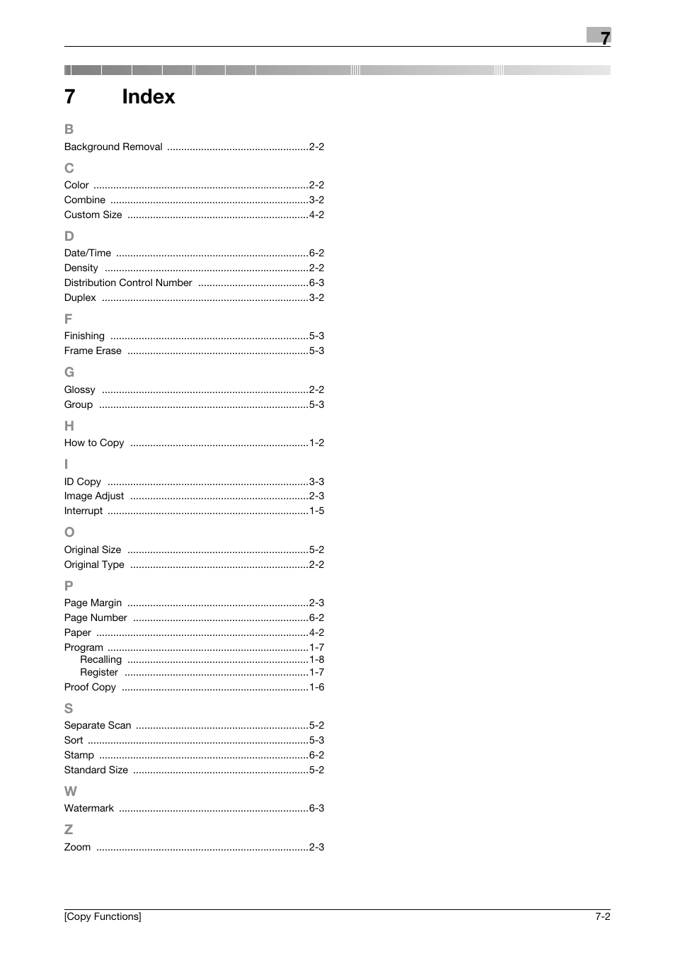 7 index, Index, 7index | Konica Minolta bizhub C3350 User Manual | Page 29 / 30