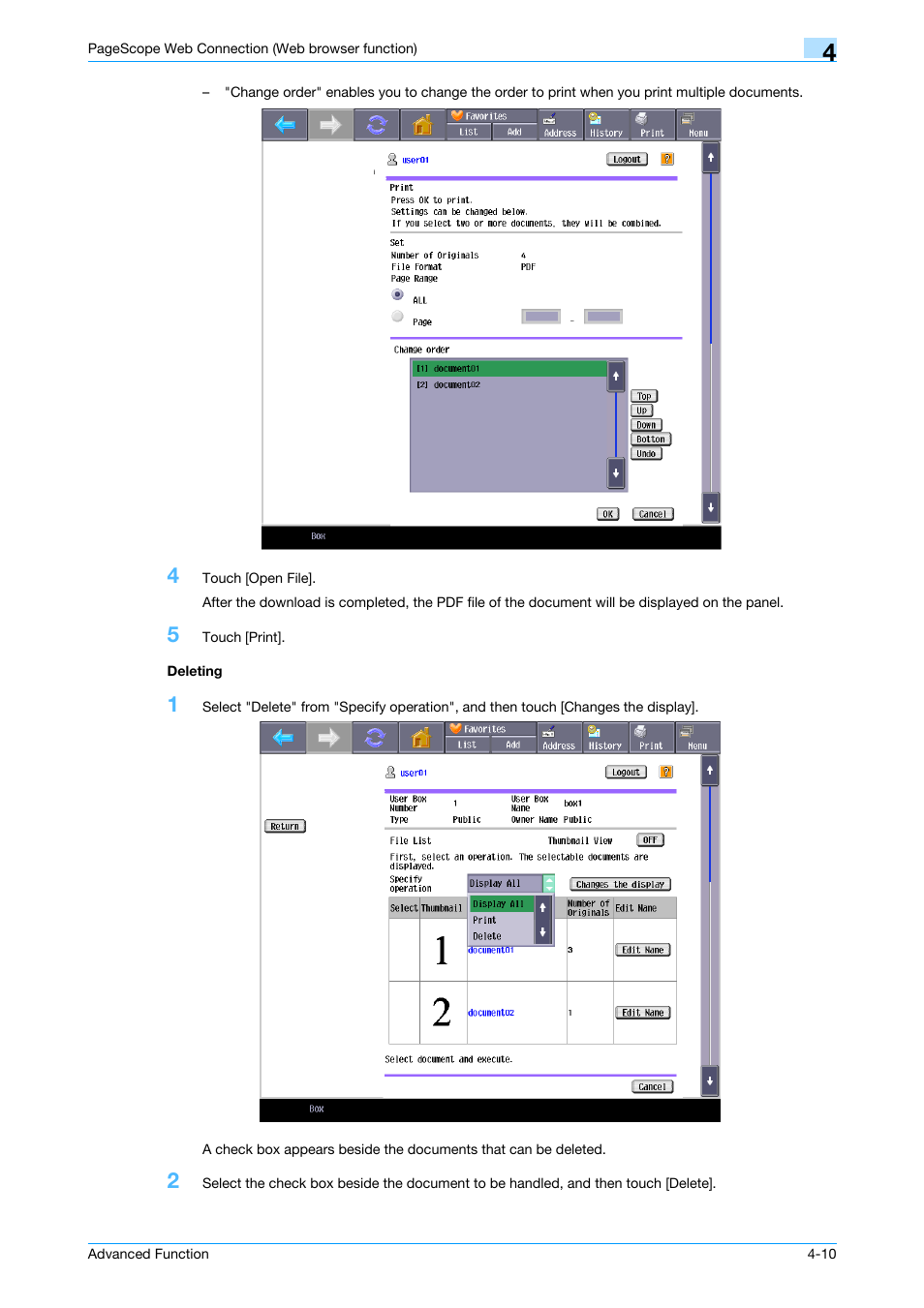 Deleting, Deleting -10 | Konica Minolta bizhub 361 User Manual | Page 35 / 84