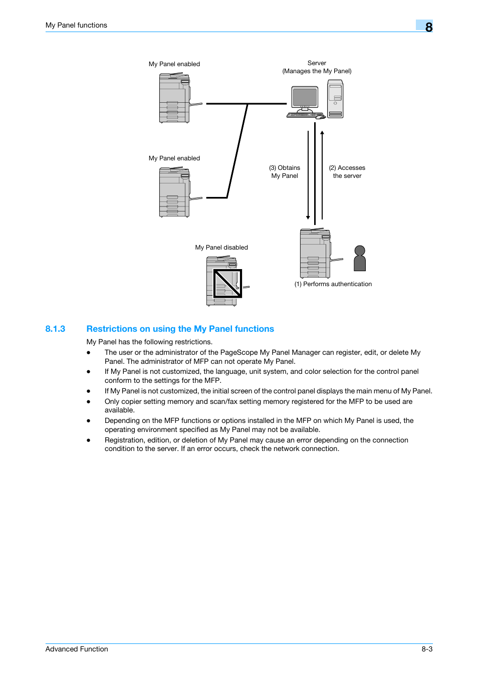 3 restrictions on using the my panel functions, Restrictions on using the my panel functions -3 | Konica Minolta bizhub 361 User Manual | Page 63 / 84