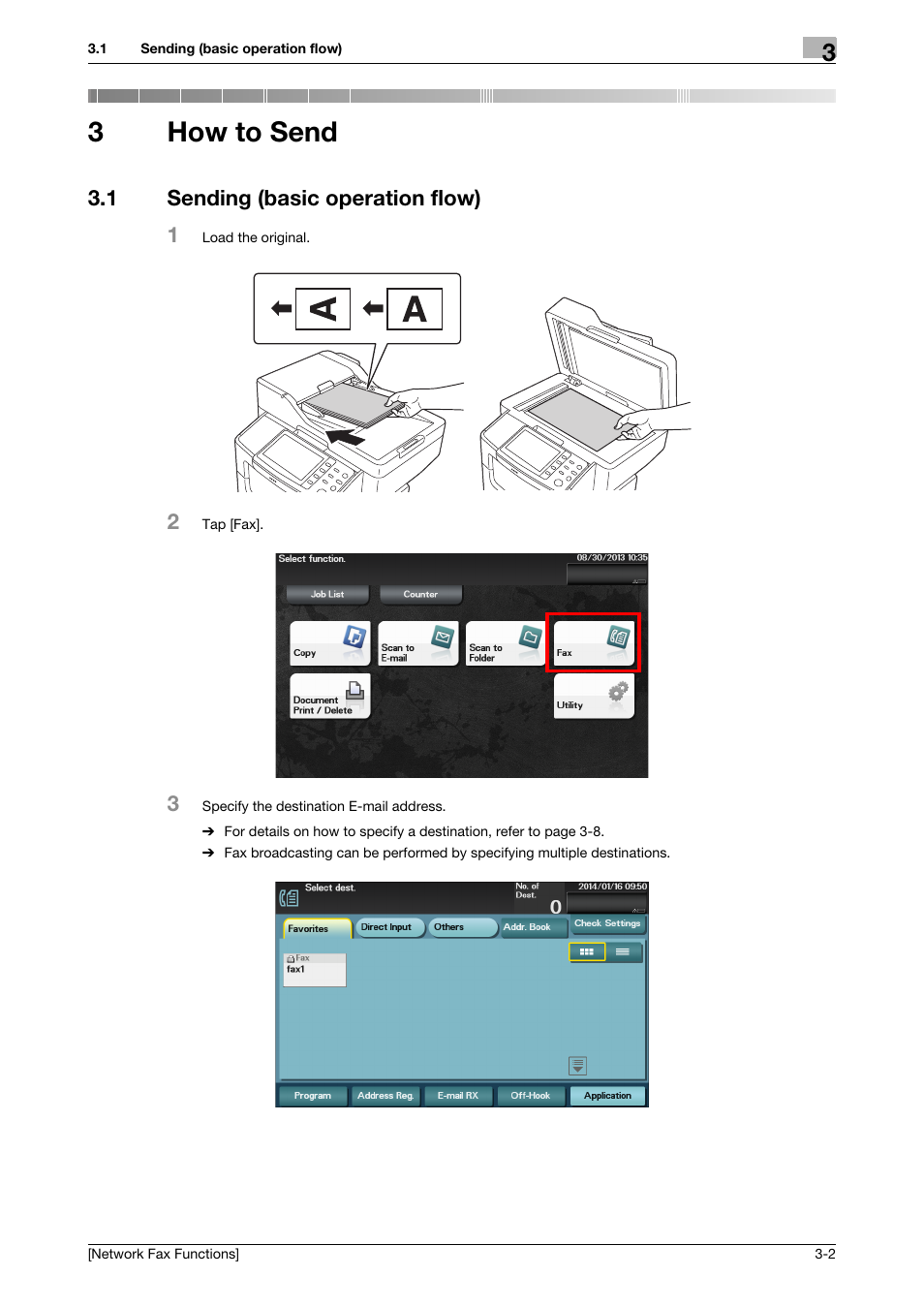 3 how to send, 1 sending (basic operation flow), How to send | Sending (basic operation flow) -2, 3how to send | Konica Minolta bizhub 4050 User Manual | Page 11 / 42