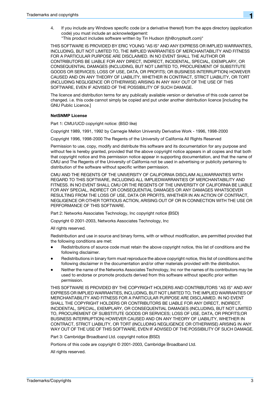 Netsnmp license | Konica Minolta bizhub 751 User Manual | Page 4 / 10