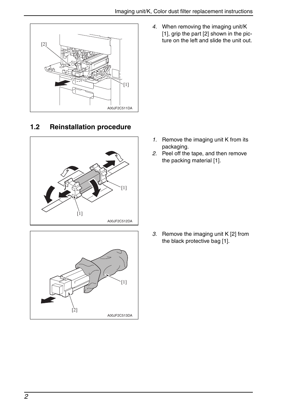 2 reinstallation procedure | Konica Minolta bizhub C650 User Manual | Page 12 / 37