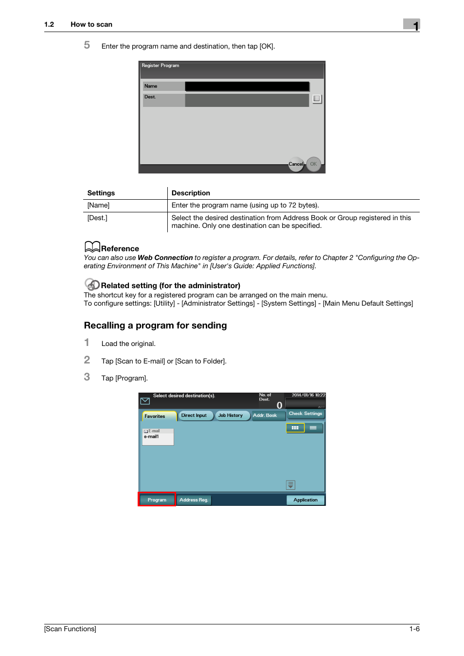 Recalling a program for sending, Recalling a program for sending -6 | Konica Minolta bizhub 4750 User Manual | Page 11 / 102