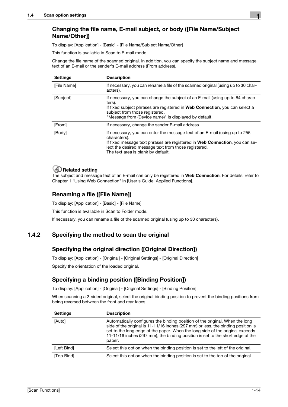 Renaming a file ([file name]), 2 specifying the method to scan the original, Specifying a binding position ([binding position]) | Konica Minolta bizhub 4750 User Manual | Page 19 / 102