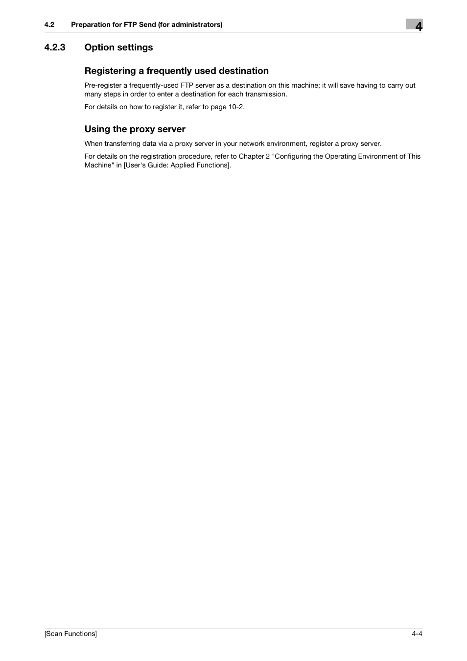 3 option settings, Registering a frequently used destination, Using the proxy server | Konica Minolta bizhub 4750 User Manual | Page 52 / 102