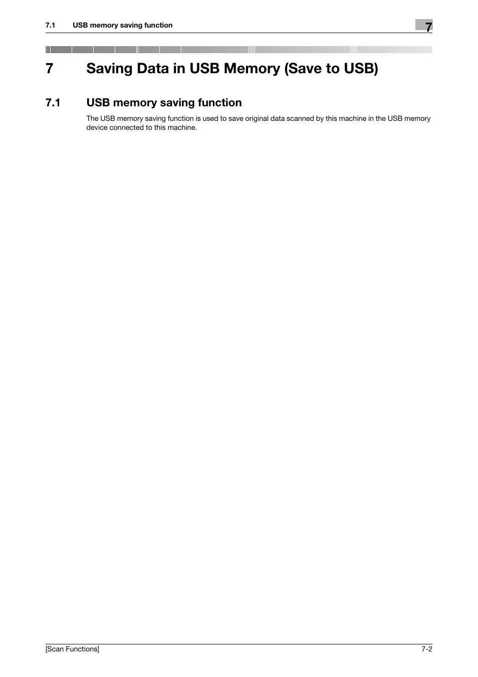 7 saving data in usb memory (save to usb), 1 usb memory saving function, Saving data in usb memory (save to usb) | Usb memory saving function -2 | Konica Minolta bizhub 4750 User Manual | Page 72 / 102