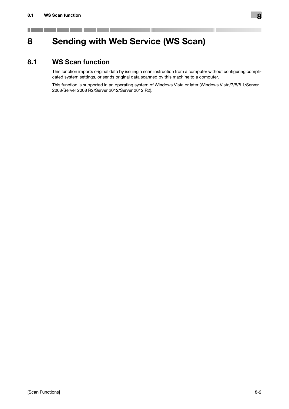 8 sending with web service (ws scan), 1 ws scan function, Sending with web service (ws scan) | Ws scan function -2, 8sending with web service (ws scan) | Konica Minolta bizhub 4750 User Manual | Page 77 / 102