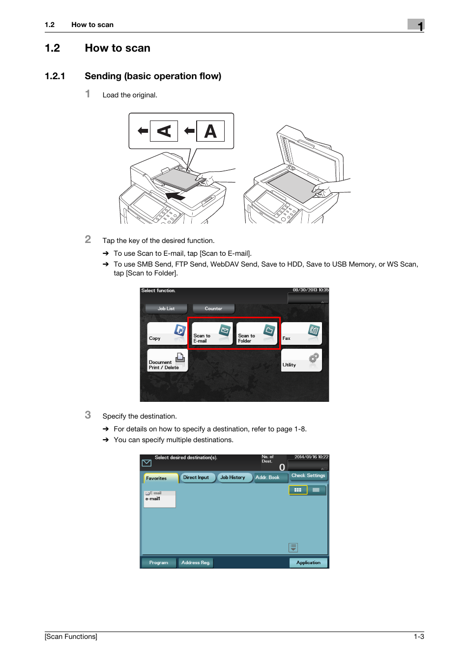 2 how to scan, 1 sending (basic operation flow), How to scan -3 | Sending (basic operation flow) -3 | Konica Minolta bizhub 4750 User Manual | Page 8 / 102