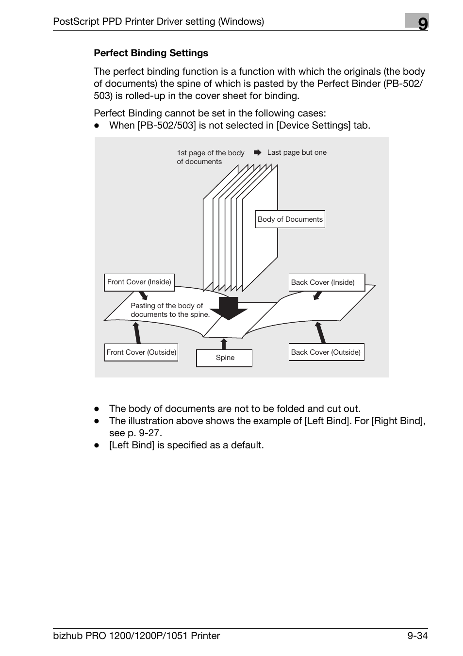 Perfect binding settings | Konica Minolta bizhub PRO 1051 User Manual | Page 242 / 355