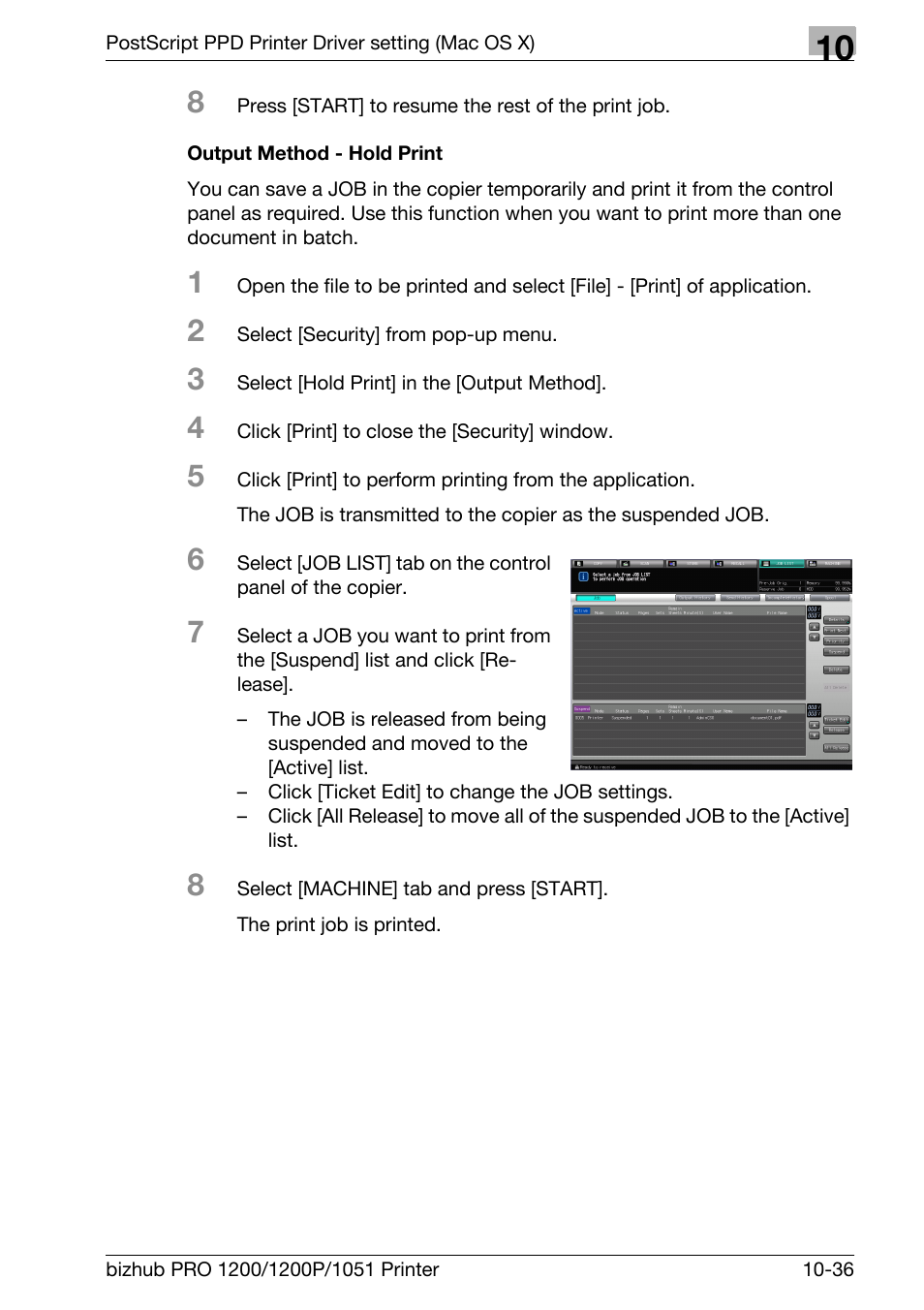 Output method - hold print | Konica Minolta bizhub PRO 1051 User Manual | Page 287 / 355