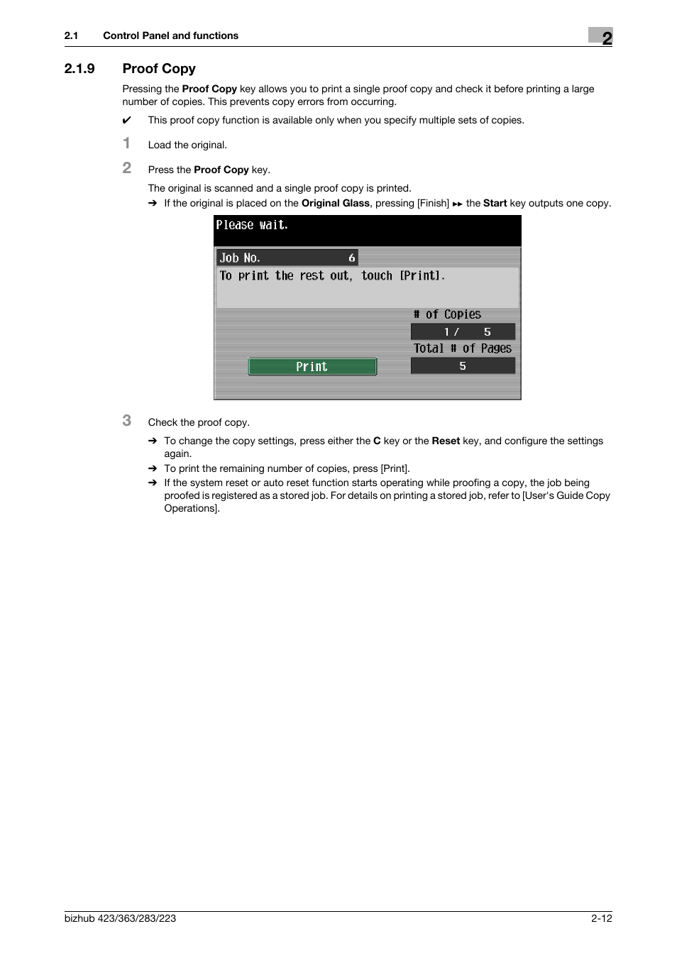 9 proof copy, Proof copy -12, P. 2-12 | Konica Minolta BIZHUB 223 User Manual | Page 20 / 60