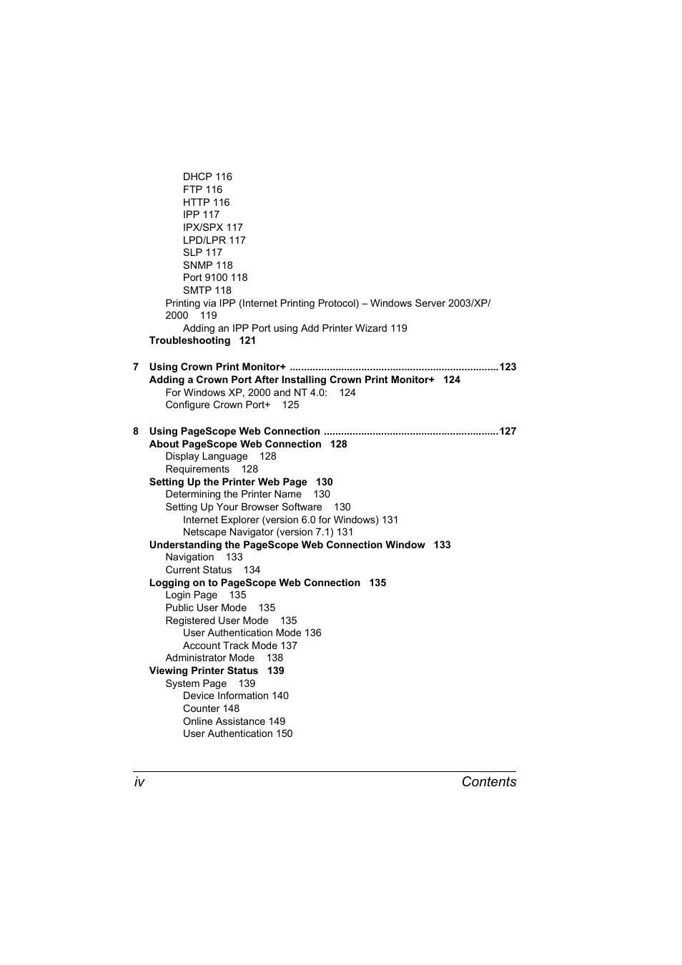 Contents iv | Konica Minolta BIZHUB C30P User Manual | Page 16 / 292