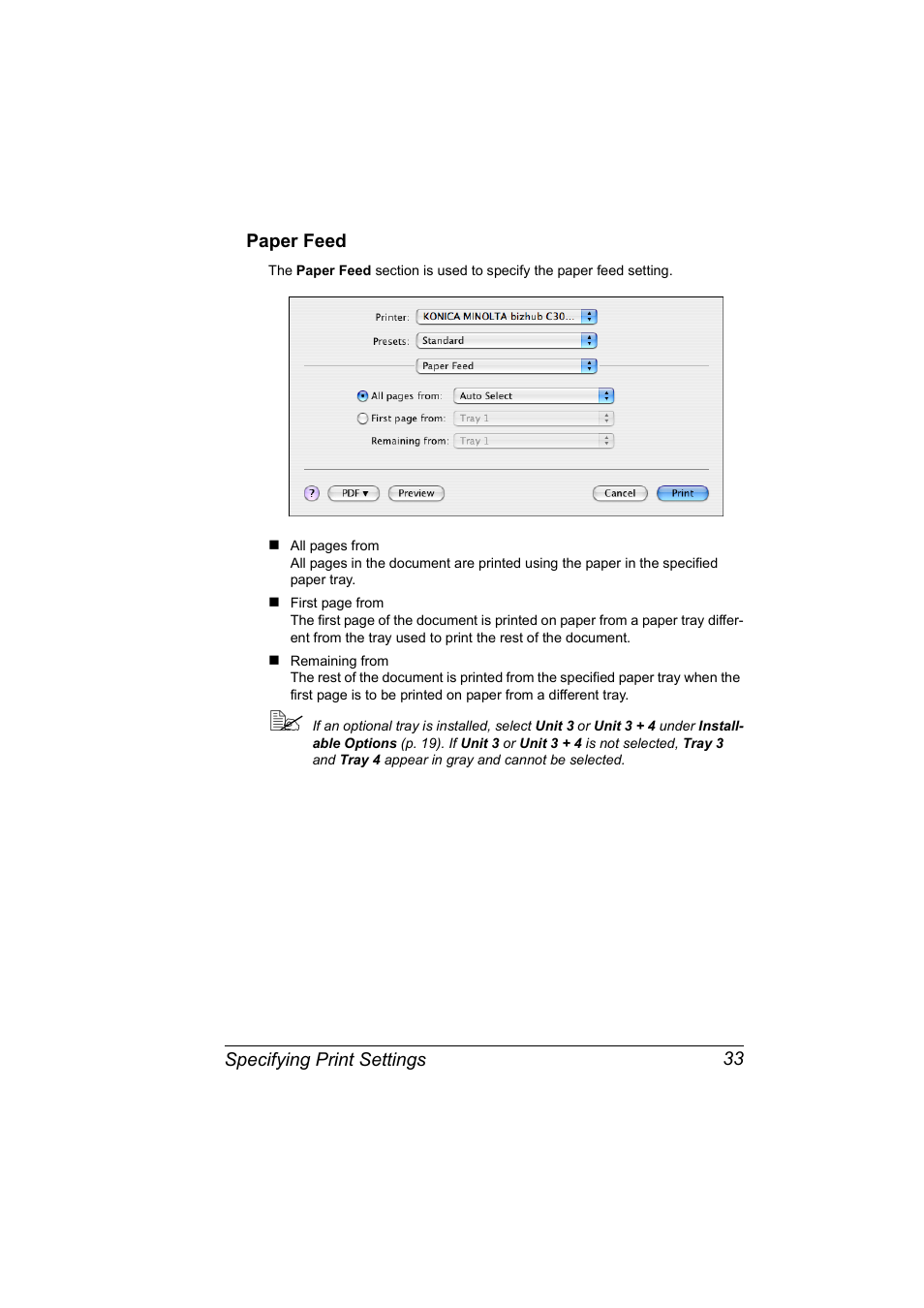 Paper feed, Paper feed 33 | Konica Minolta BIZHUB C30P User Manual | Page 51 / 292