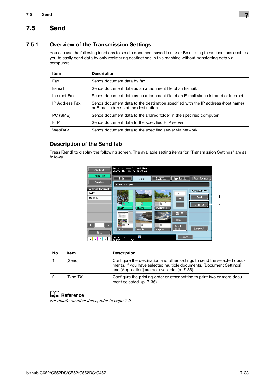 5 send, 1 overview of the transmission settings, Description of the send tab | Send -33 | Konica Minolta BIZHUB C652DS User Manual | Page 138 / 300