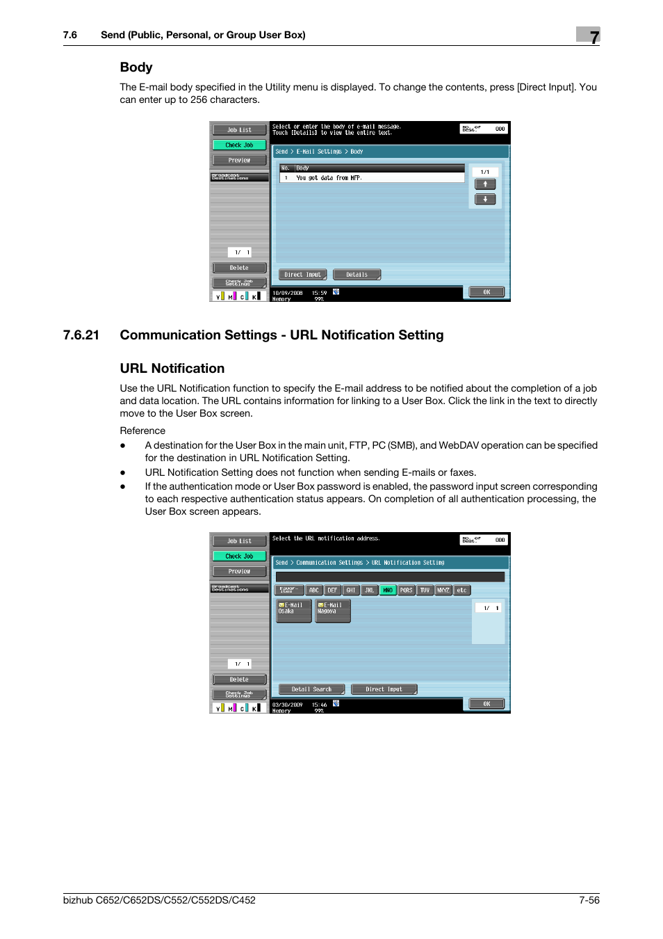 Body, Url notification, Body -56 | Body (p. 7-56), Ing (p. 7-56), Ng (p. 7-56) | Konica Minolta BIZHUB C652DS User Manual | Page 161 / 300