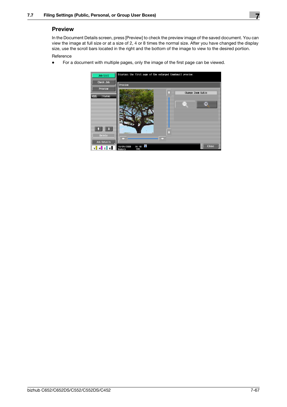 Preview, Preview -67, P. 7-67) | W (p. 7-67) | Konica Minolta BIZHUB C652DS User Manual | Page 172 / 300
