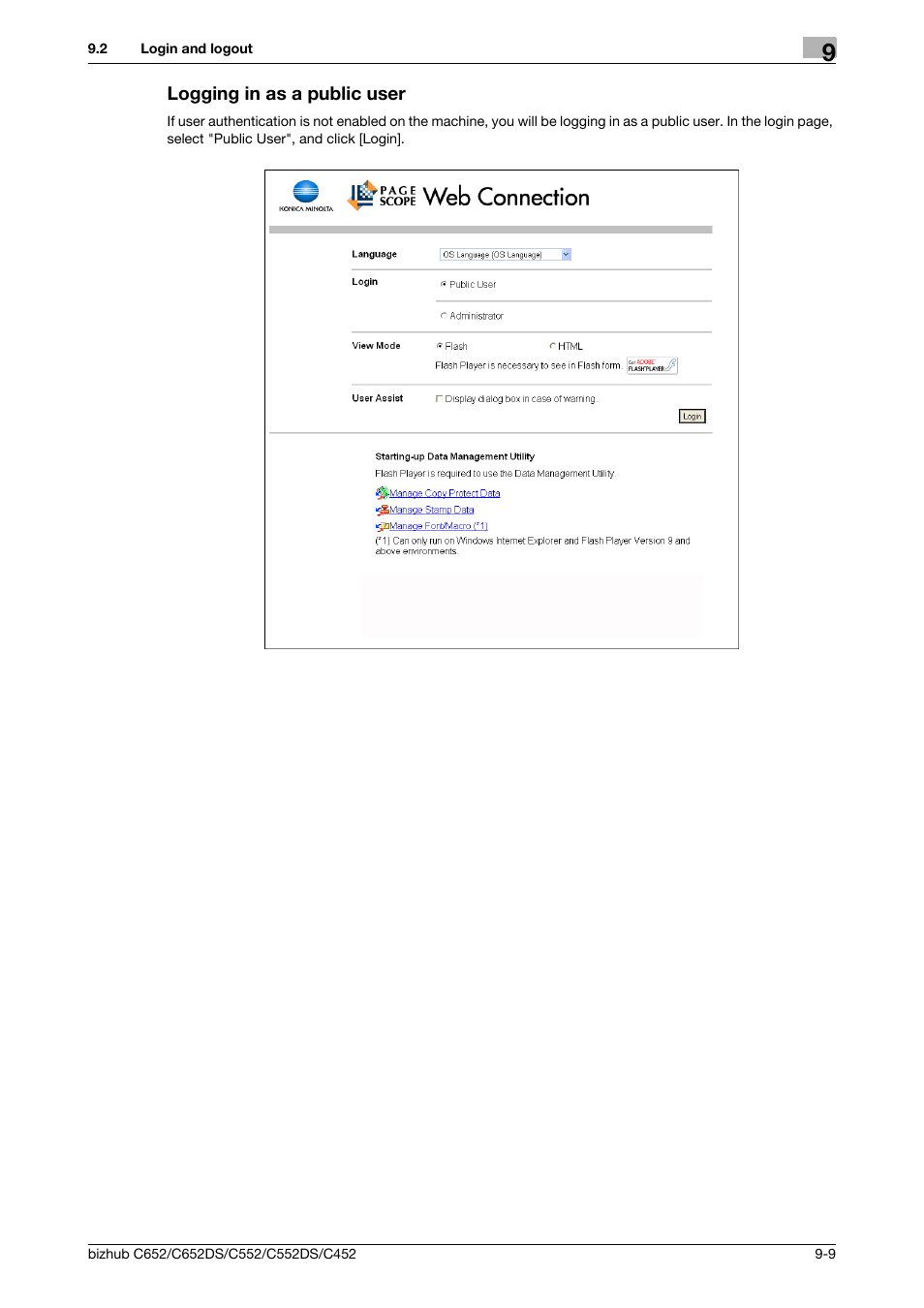 Logging in as a public user, Logging in as a public user -9 | Konica Minolta BIZHUB C652DS User Manual | Page 248 / 300