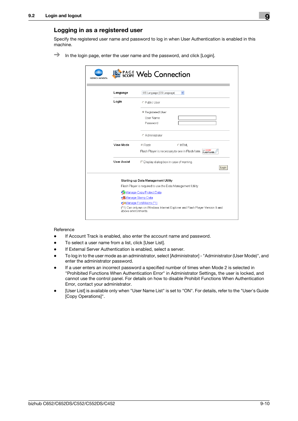 Logging in as a registered user, Logging in as a registered user -10 | Konica Minolta BIZHUB C652DS User Manual | Page 249 / 300