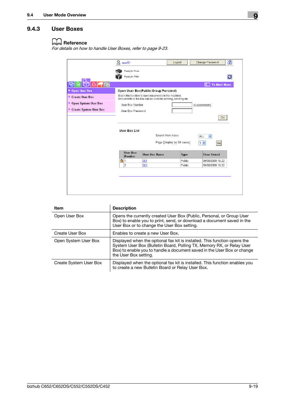 3 user boxes, User boxes -19 | Konica Minolta BIZHUB C652DS User Manual | Page 258 / 300
