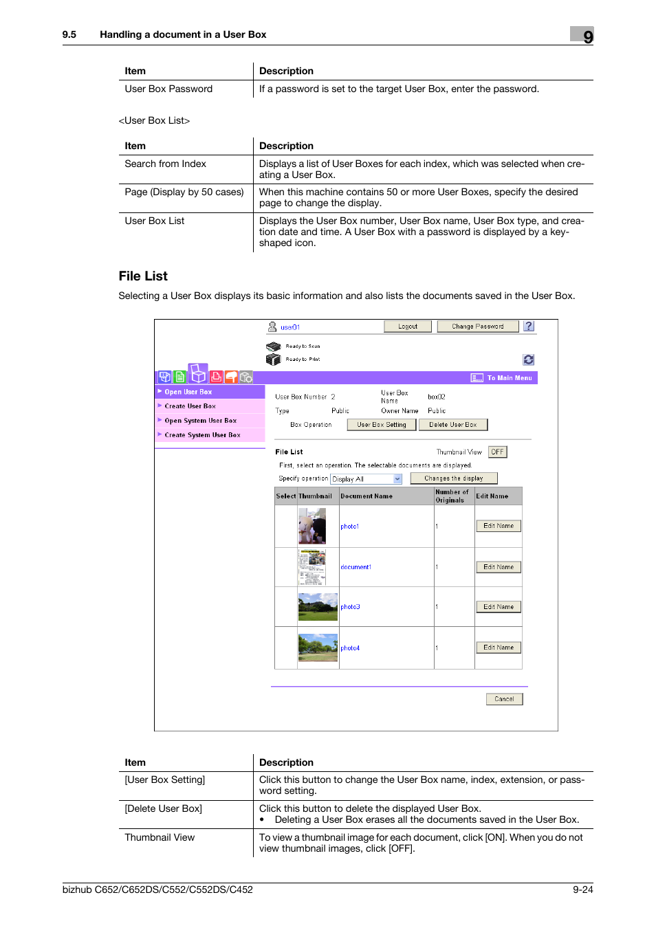 File list, File list -24 | Konica Minolta BIZHUB C652DS User Manual | Page 263 / 300