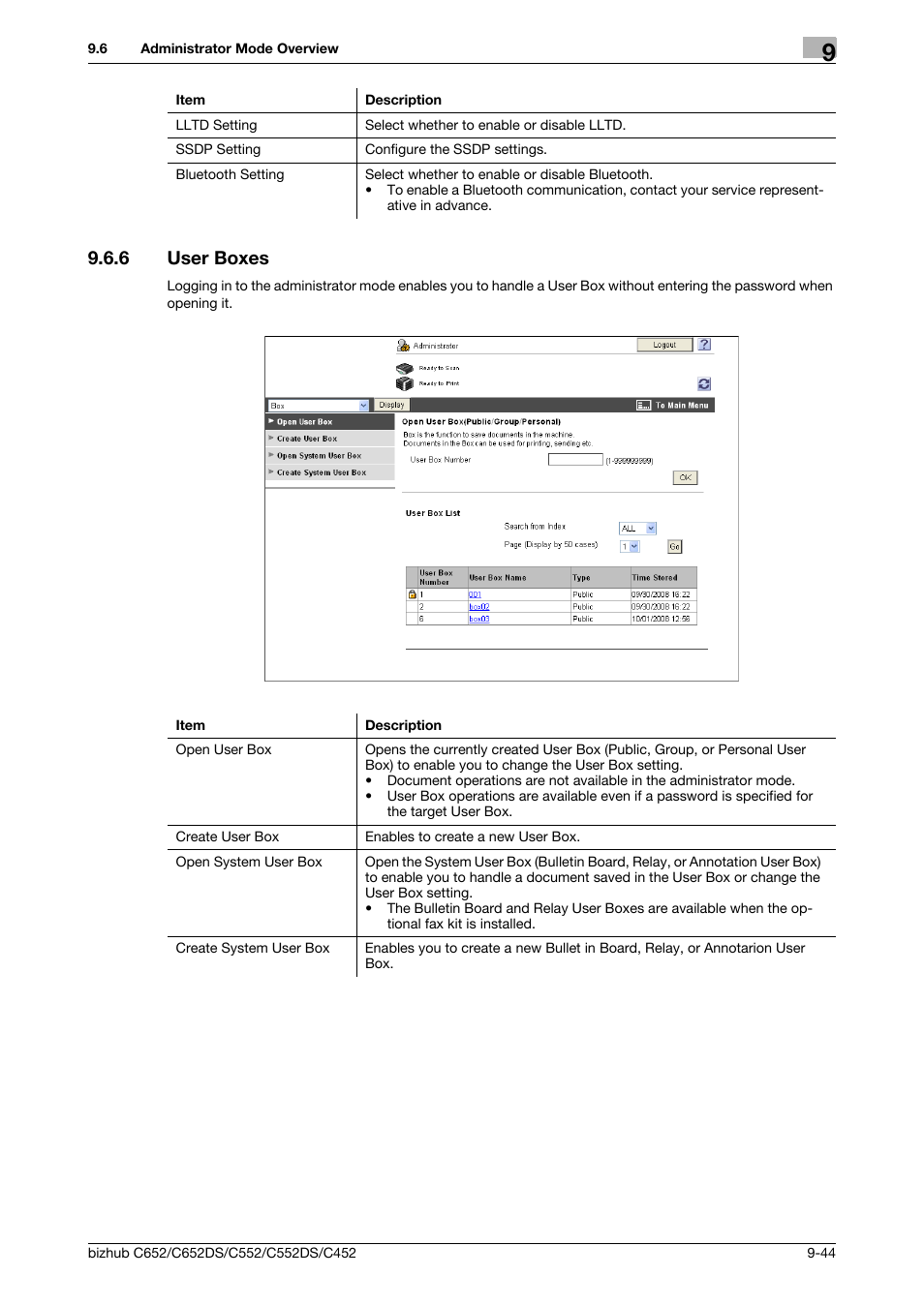6 user boxes, User boxes -44 | Konica Minolta BIZHUB C652DS User Manual | Page 283 / 300
