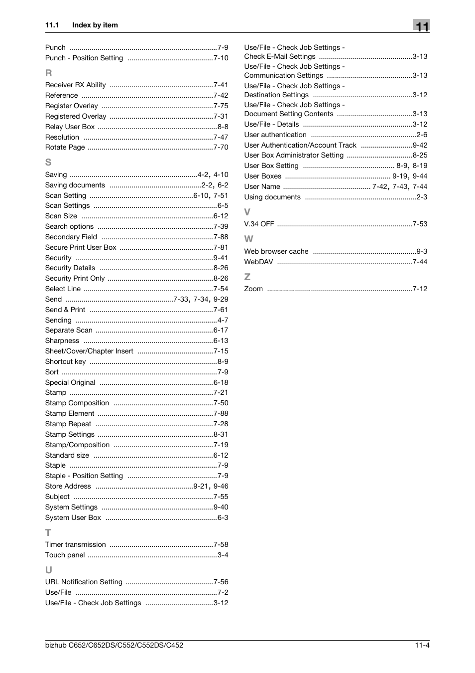 R to z | Konica Minolta BIZHUB C652DS User Manual | Page 296 / 300