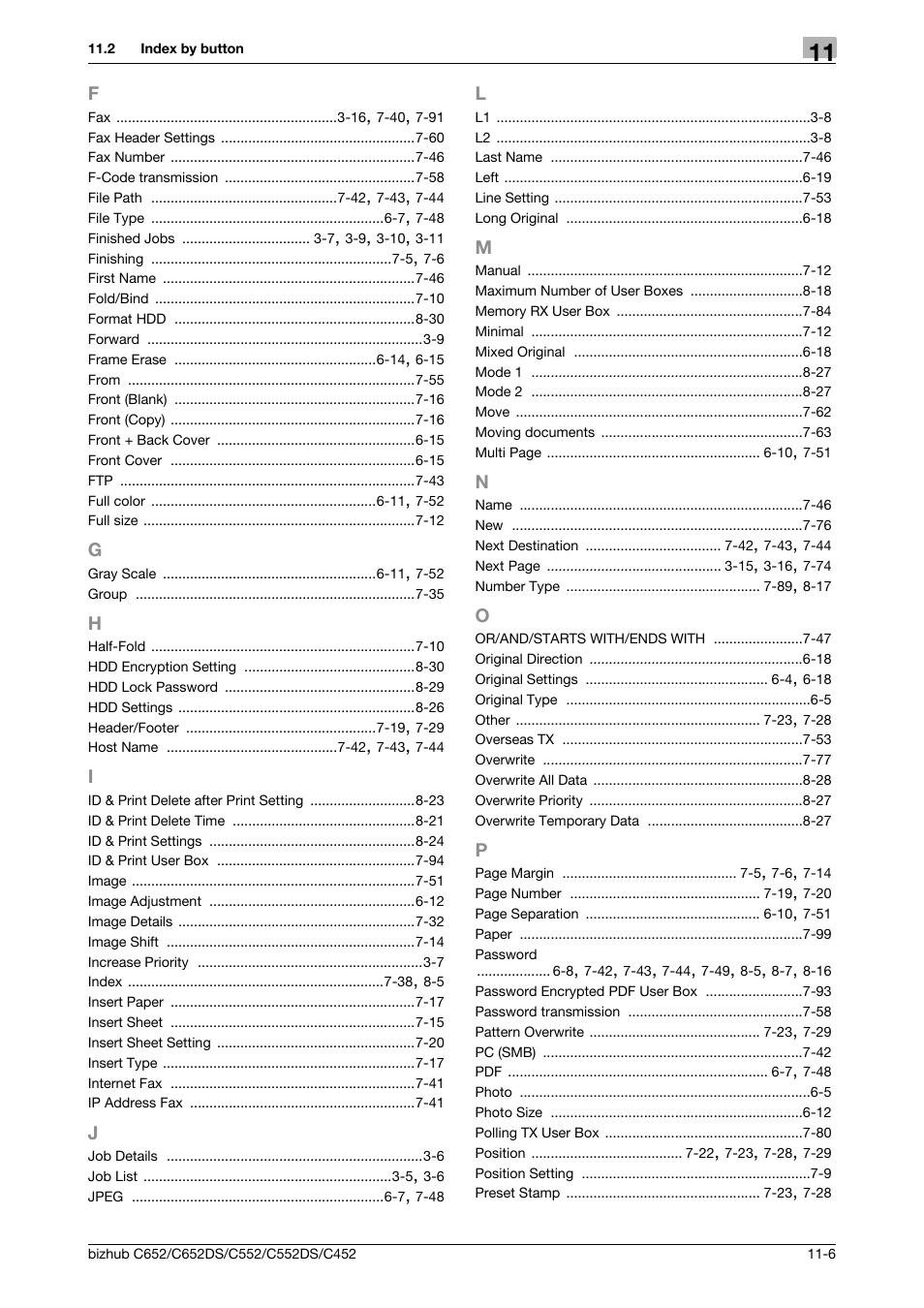 F to p | Konica Minolta BIZHUB C652DS User Manual | Page 298 / 300