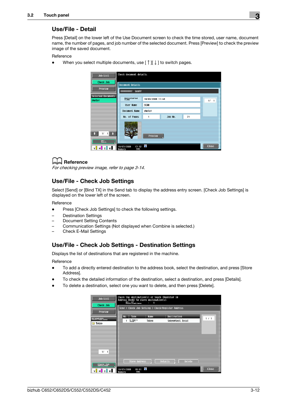 Use/file - detail, Use/file - check job settings | Konica Minolta BIZHUB C652DS User Manual | Page 41 / 300