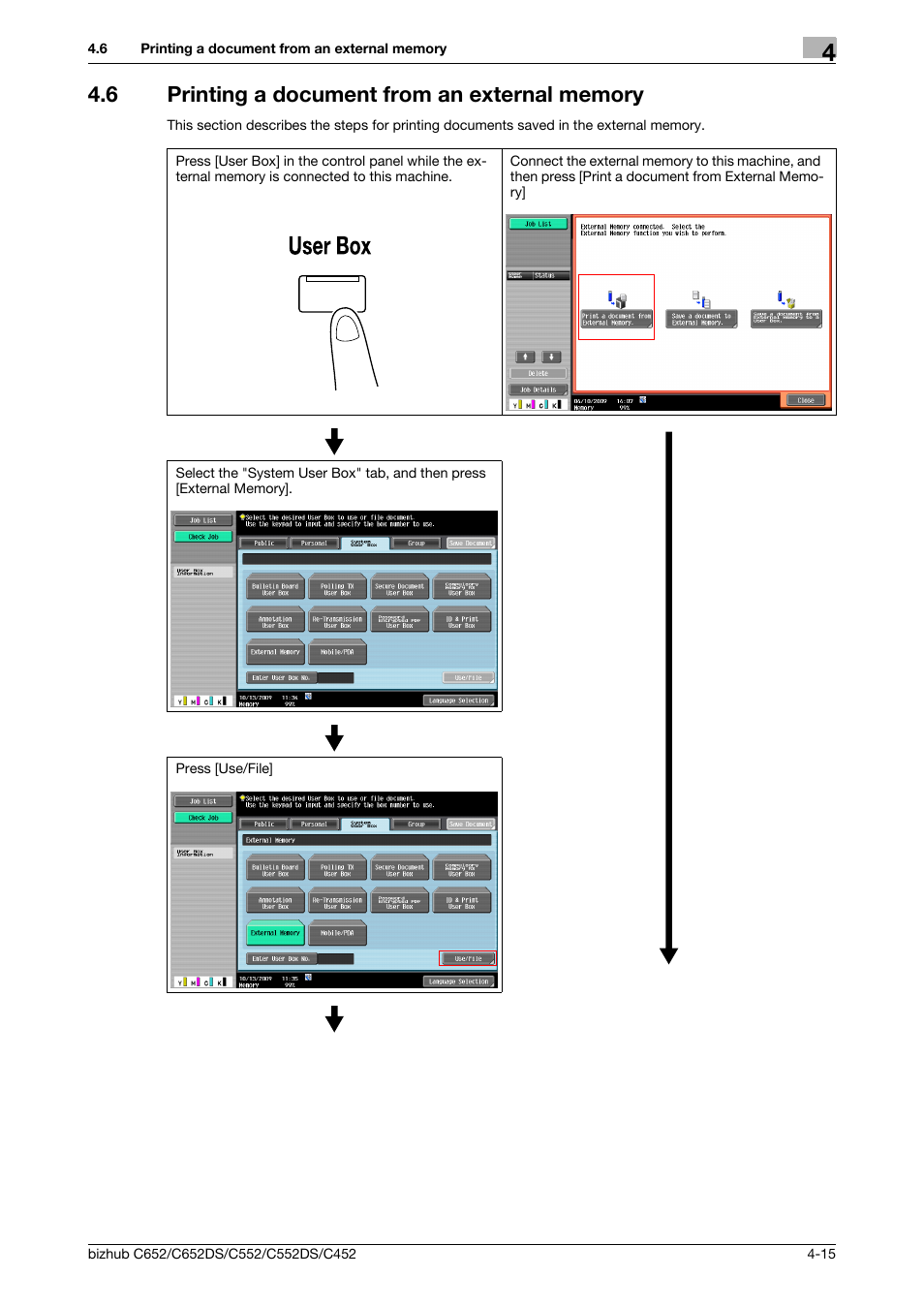 6 printing a document from an external memory, Printing a document from an external memory -15 | Konica Minolta BIZHUB C652DS User Manual | Page 61 / 300