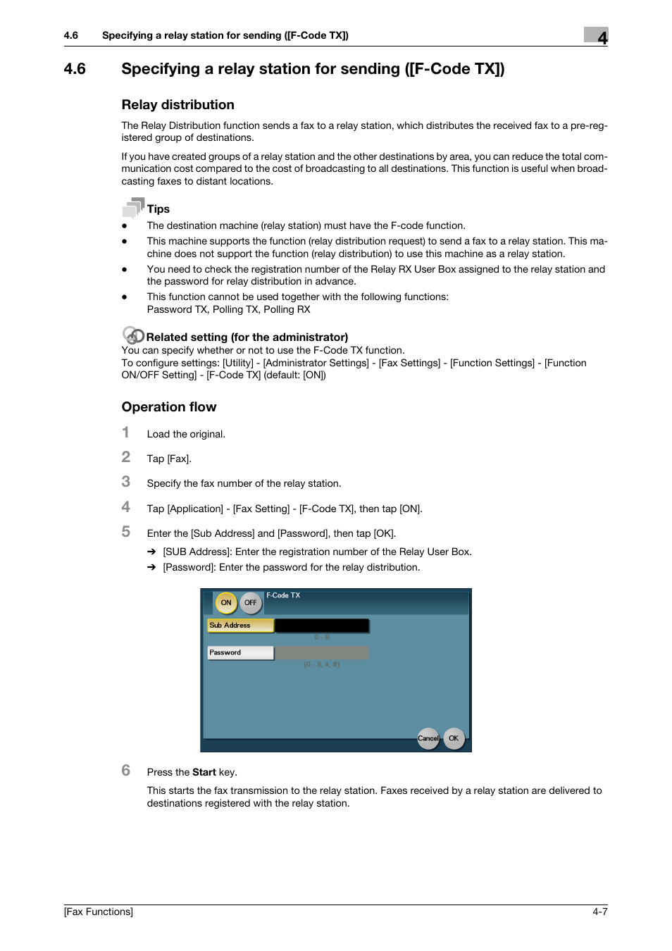 Relay distribution, Operation flow | Konica Minolta bizhub 4750 User Manual | Page 32 / 69