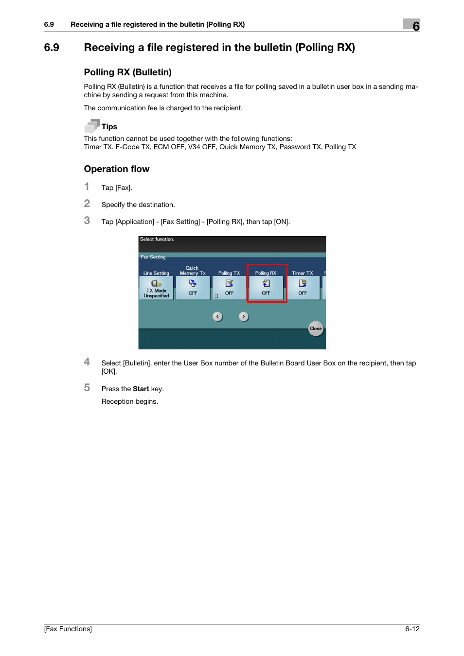 Polling rx (bulletin), Operation flow | Konica Minolta bizhub 4750 User Manual | Page 54 / 69