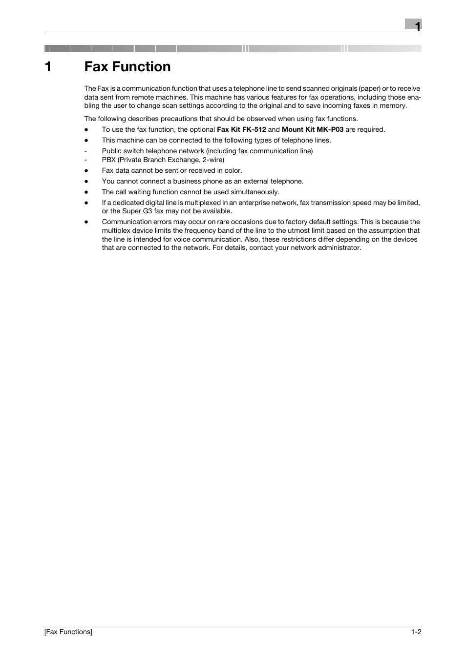 1 fax function, Fax function, 1fax function | Konica Minolta bizhub 4750 User Manual | Page 6 / 69