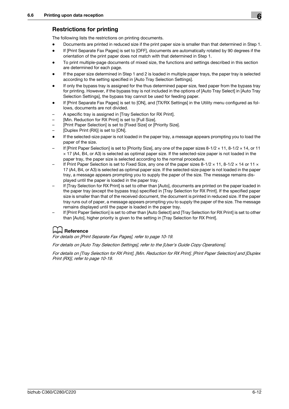 Restrictions for printing, Restrictions for printing -12 | Konica Minolta BIZHUB C360 User Manual | Page 131 / 299